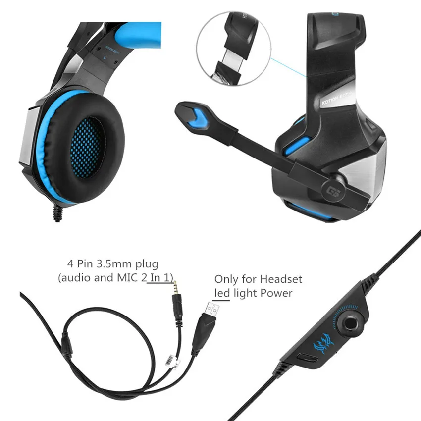 KOTION EACH G7500 игровая гарнитура наушники со светодиодным микрофоном бас для нового