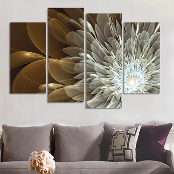 

4Panels Wealth And Luxury Flowers Canvas Wall Painting Art Picture Home Decor On Canvas Modern Wall Painting