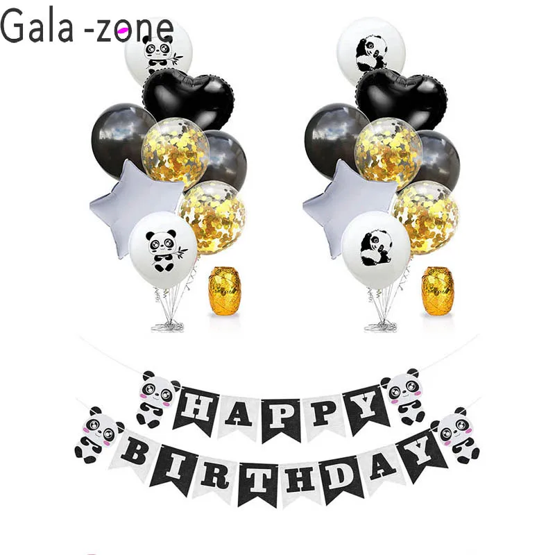

Gala-zone Cartoon Panda Theme Balloons Hanging Banner Garland for Baby Kids Girls Boys Birthday Party Decoration
