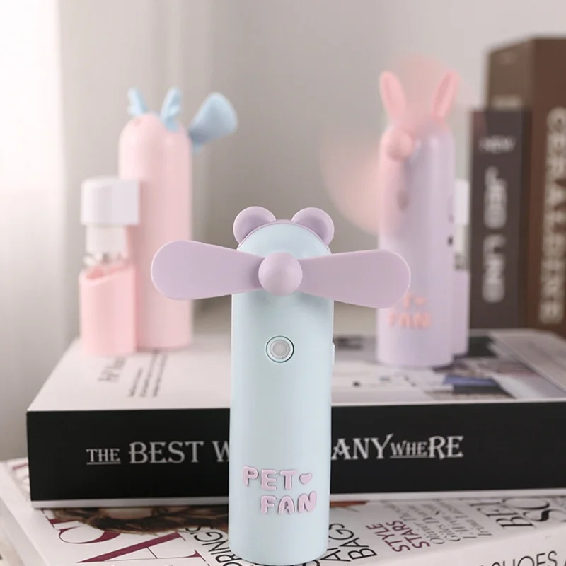 1 шт. USB мини-вентилятор с бутылка с распылителем для воды милый мультфильм ручной маленький вентилятор для офисного рабочего стола