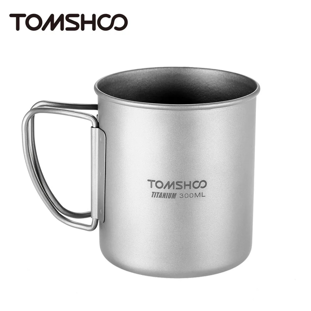 

TOMSHOO Titanium Pot 300ml Outdoor Portable Water Mug Camping Picnic Water Cup Outdoor Camp Titanium Bowl with Foldable Handle