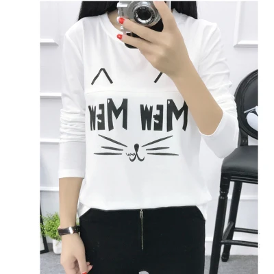 LongSleeveCatWhite Топы для беременных и кормящих; одежда для грудного вскармливания; Милая футболка с принтом; сезон весна-лето; Топ для беременных; футболка с короткими/длинными рукавами - Цвет: LongSleeveCatWhite