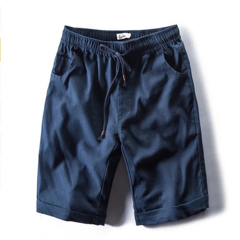 Мужские летние повседневные льняные шорты модные однотонные пляжные шорты-бермуды мужские брендовые Весенние Новые поступления повседневные шорты