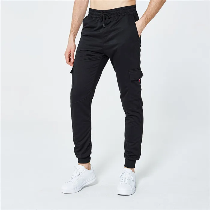 Мужские повседневные штаны для бега, мужские прямые Лоскутные Спортивные штаны, длинные спортивные брюки для фитнеса, мужские повседневные брюки-карандаш - Цвет: LK42 Black