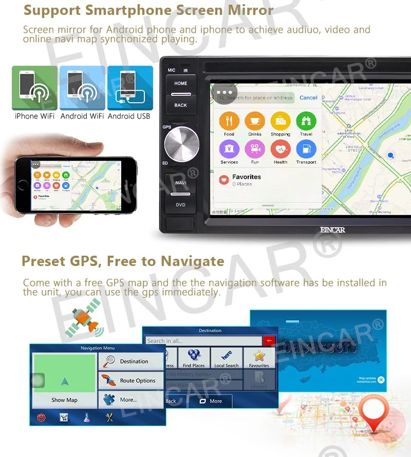 Top Android 6.0 2Din Car Radio Stereo HD DVD Player GPS Nav  Bluetooth Car styling cassette tape recorder PC DVD Player In console 1