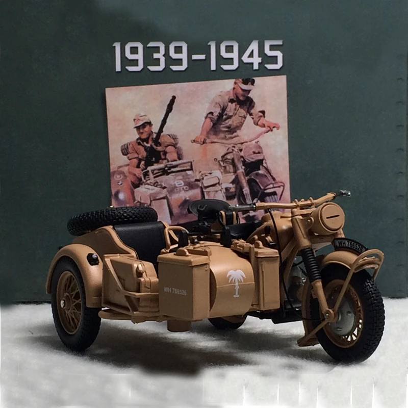 

1:24 B M W R75 World War II The Germans Africa Corps Side Three-Wheeled Motorcycle Military Model MG42 Machine Gun