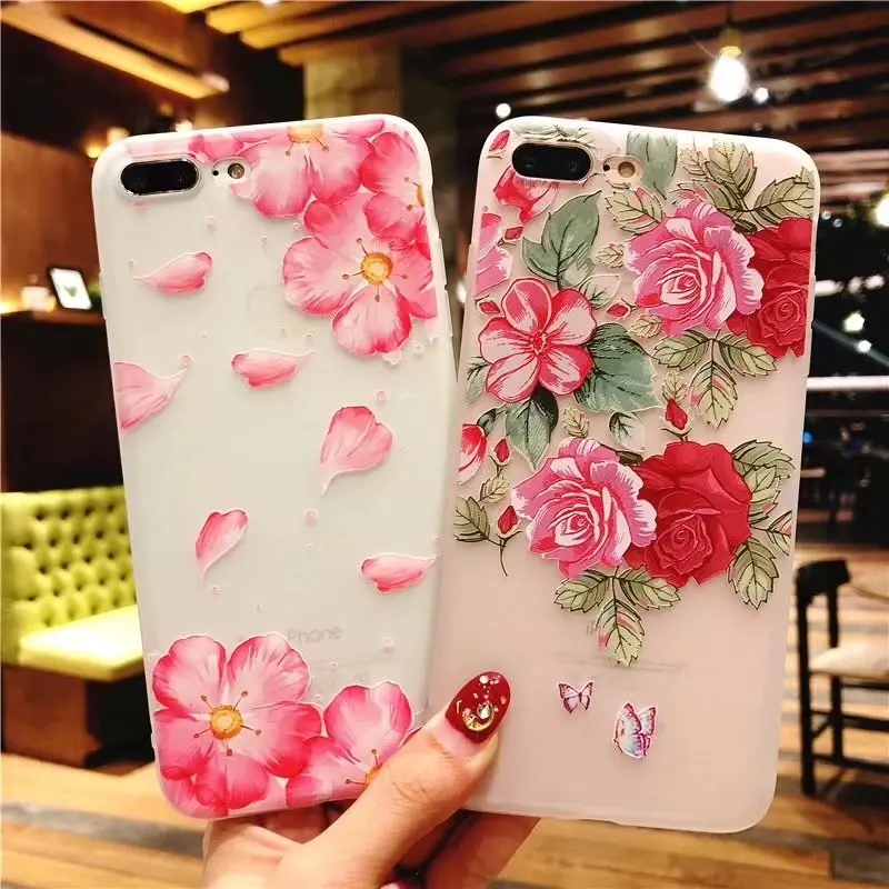 Phone Cases Fashion 3D Peach Blossom flower Case For iPhone x Fundas