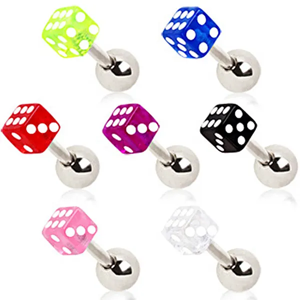 2pcs 1.2x8x3mm Free Shipping Fashion Ear Nail Ear Clasp Dice Ear Bone Barbell Earring Piercing