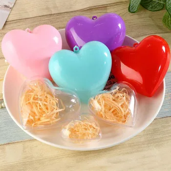 

100pcs Flower Preservation Container Transparent Plastic Heart Shape Ball Candy Box for Christmas Tree Hanging Home Decor li4945