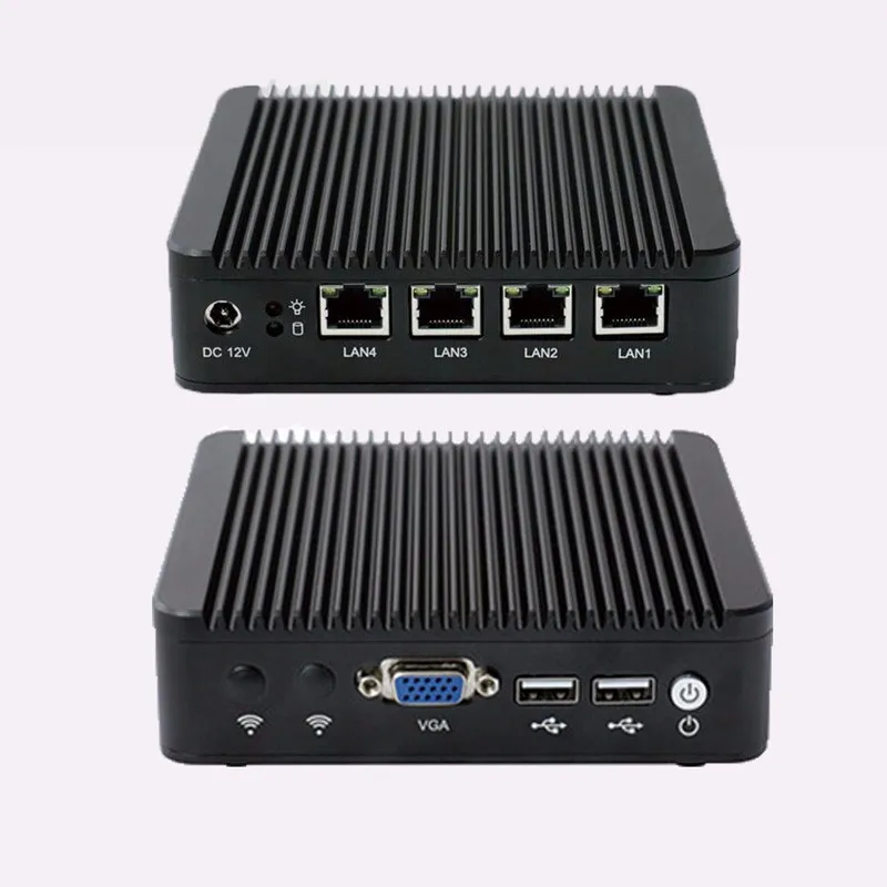Fanless Mini Industrial PC Max 8G DDR3 Dual Core Mini Desktop Computer x86 4 Lan port