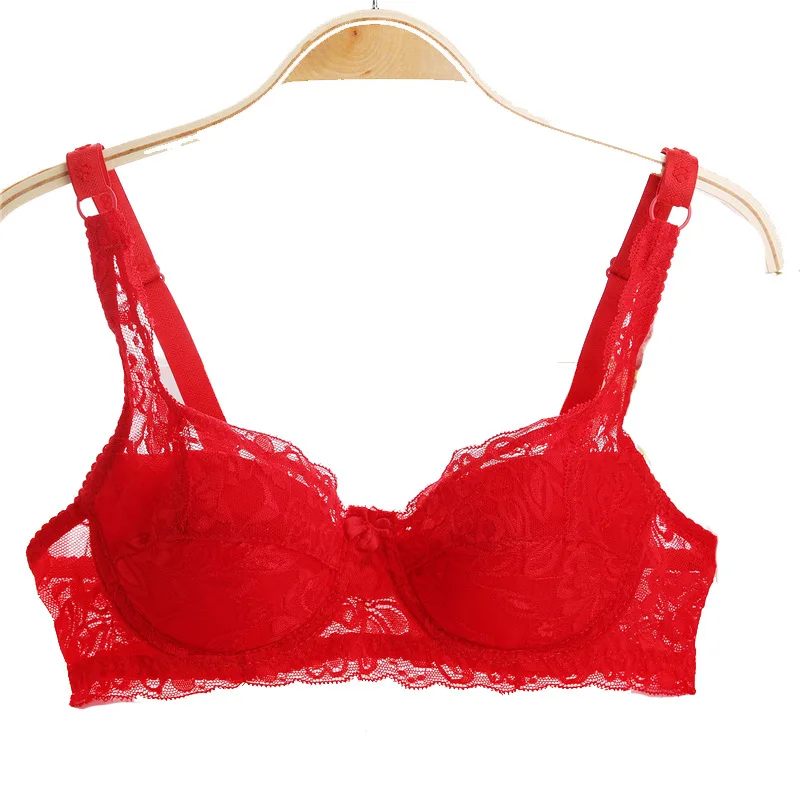 

Fashion Lace Summer Bra for Womens Sexy Lingerie Underwire Cotton t shirt Bra double big cup Size Brassiere 32 34 36 38 40