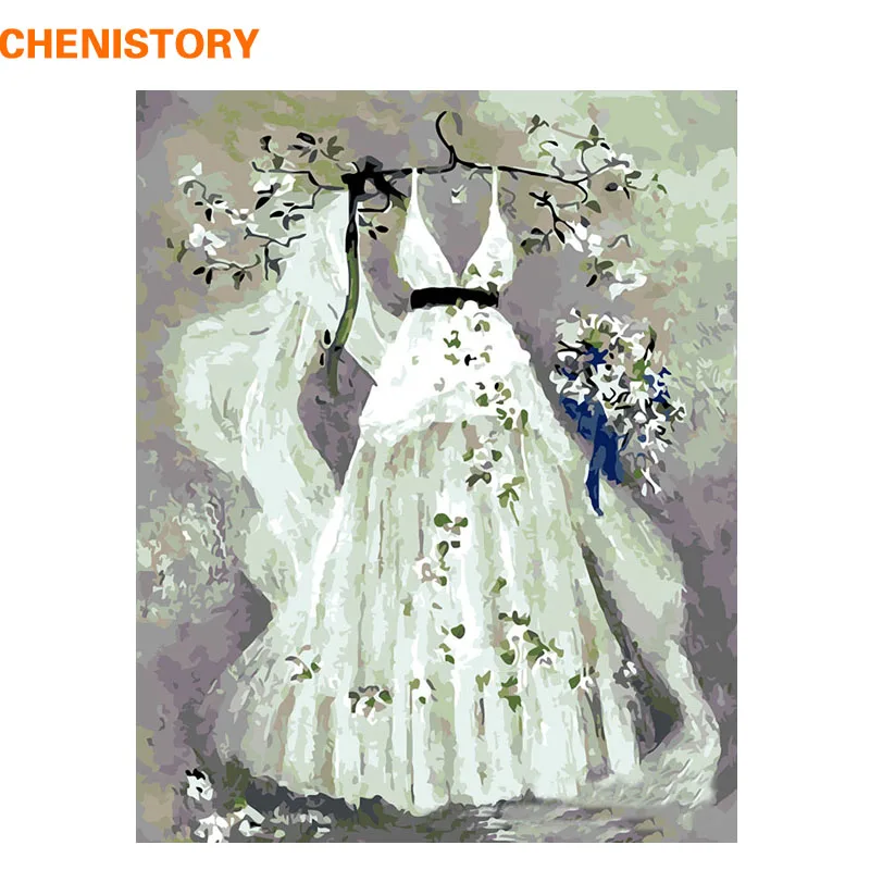 

CHENISTORY Dream Of Wedding DIY Painting By Numbers Room Decor Handpainted Canvas Paintings For Living Room Wall Art Picture