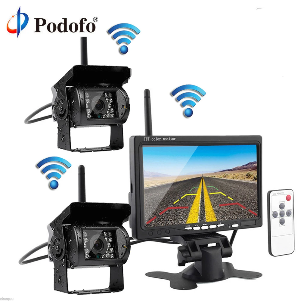 Podofo Built in Wireless Dual IR Night Vision Waterproof Rear View Back up font b Cameras