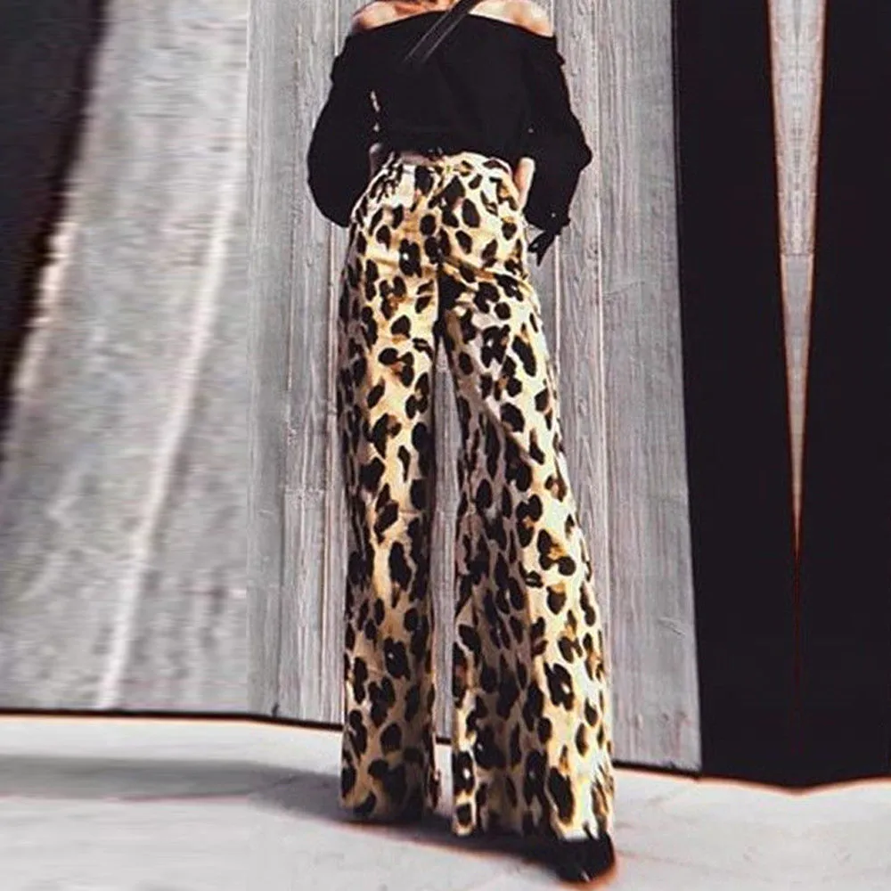 

high waist leopard print flare leggings 2019 autumn winter women fashion sexy bodycon trousers club pants 3.18
