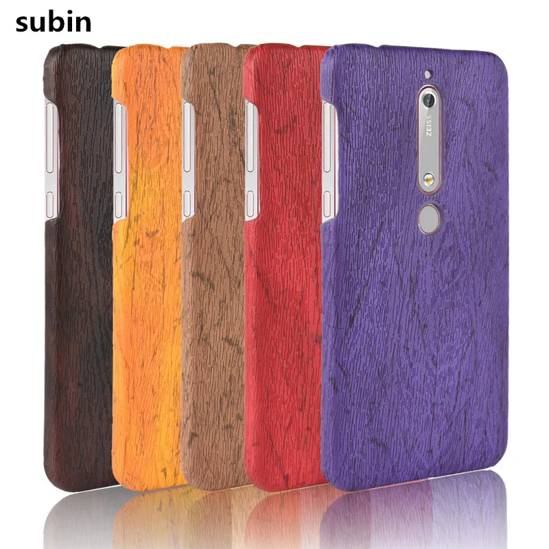 For Nokia 6.1 Phone Case 6 2018 Bumper PC Plastic PU Leather Cover TA-1068 TA-1050 TA-1043 Wood Cases | Мобильные телефоны и
