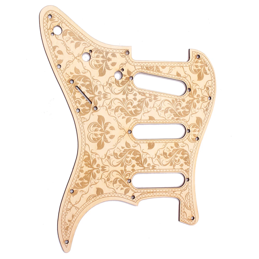 SSS деревянная Гитара Pickguard Древесина клена с декоративным цветочным узором для