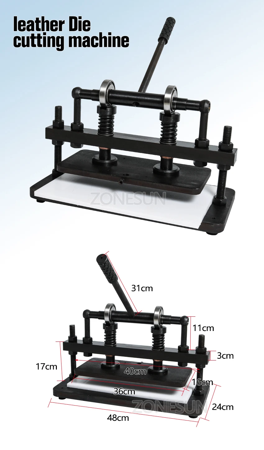 ZONESUN 3616 см двухколесный ручной станок для резки кожи для сумки, фотобумаги, ПВХ/Эва лист, пресс-форма, резак для кожи, инструмент для резки