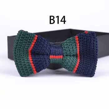 

TOP fashion knitted bowtie bridegroom knitting bow ties Woven high quality double layer butterfly green with red & blue stripes