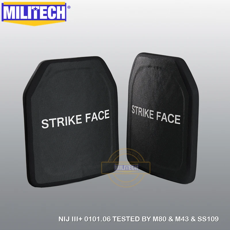 MILITECH 10X12 2 шт глинозема и PE NIJ 0101,06 уровень III+ пуленепробиваемая тарелка для винтовки Al2o3 NIJ 3+ автономная баллистическая панель SAPI