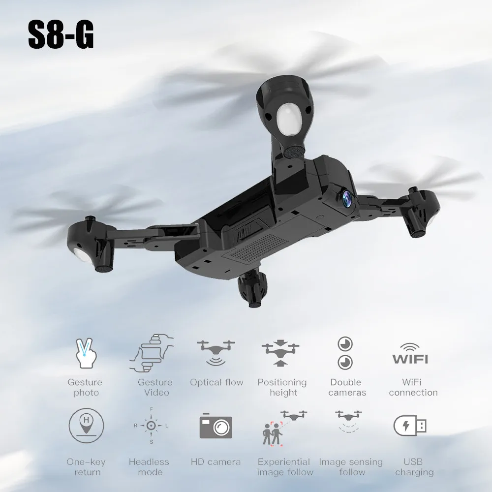 

HINST S8 Quadcopter Drone 2.4Ghz 4 CH Attitude Hold WiFi 720P Optical Flow Dual Dual Camera Optical Flow Quadcopter Dec29