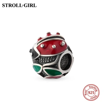 

2020 New Fashion 925 Sterling Silver Beatles With Red & Blue Enamel Charms Beads Fit Authentic European Bracelets Jewelry Making