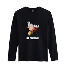 Flying One Punch-Man Black 3xl Long Sleeve Cotton Tee Shirt with TShirt Men Luxury Brand and One Punch Man 3xl T-shirt Men Funny