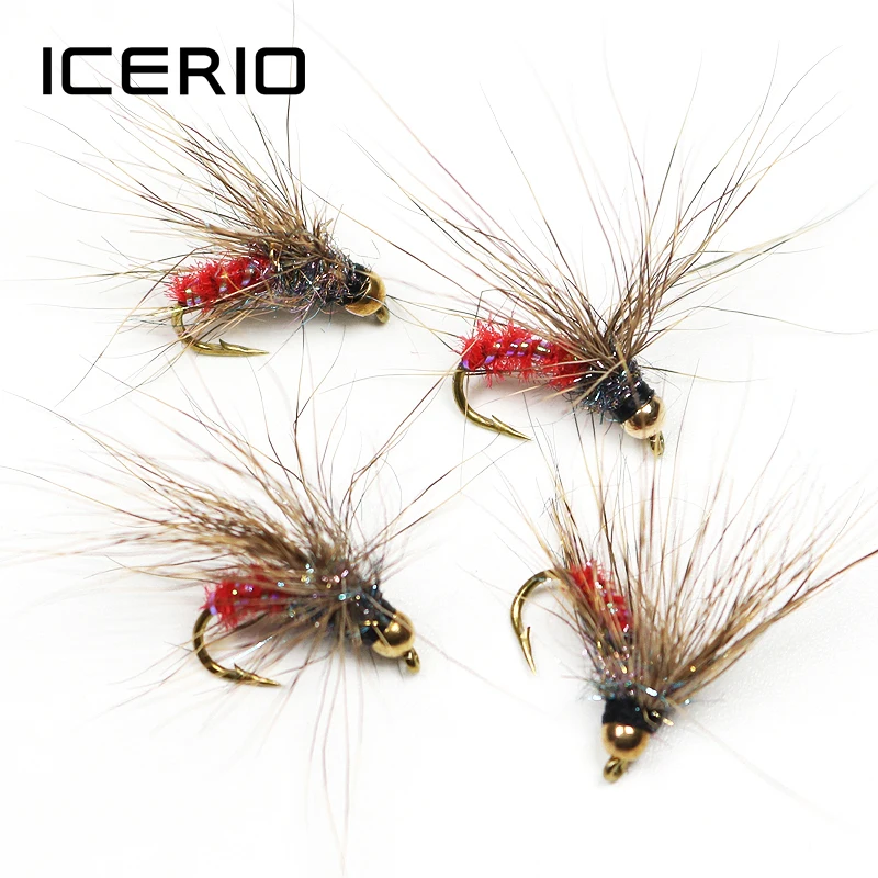 ICERIO 6 шт. #12 латунная голова бусины Лось волосы Caddis Nymph Связывание крючка|Наживки| |