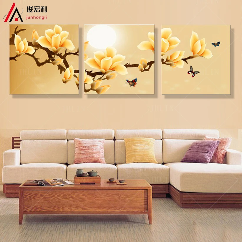 

3 Piece canvas print art Modern yellow orchids home decoration art oil painting print modular pictures on the wall sitting room
