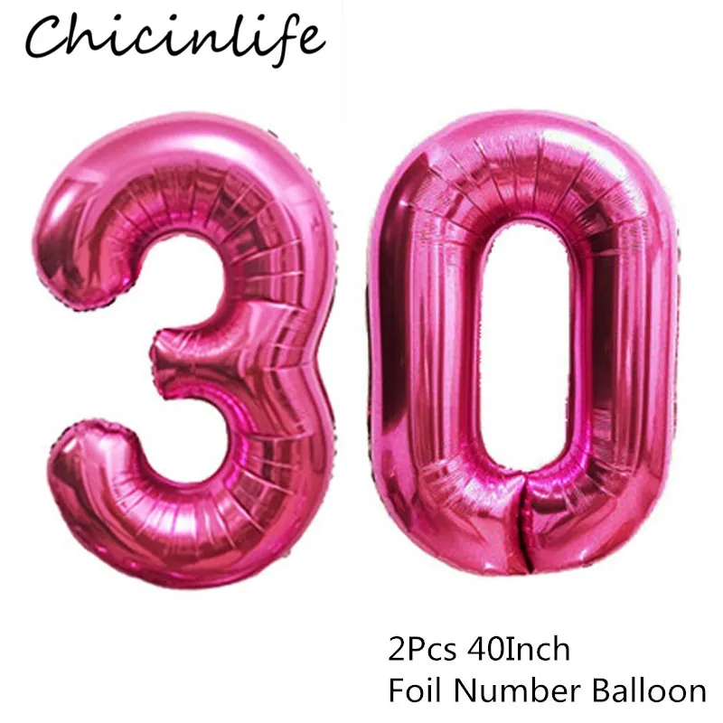 Chicinlife 2 шт. 40 дюймов Rosegold 30/40/50/60/70/80/90 воздушные шары из фольги в виде цифр для взрослых День рождения украшения Юбилей расходные материалы