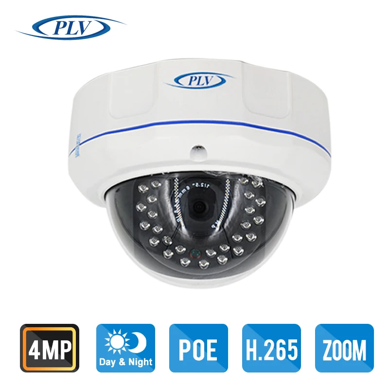  PLV Auto Zoom 4X Motorized Lens 2.8mm-12mm H.265 IP Camera CMOS 1/3'' 4MP IP66 Vandalproof Dome Camera CCTV Outdoor PoE 