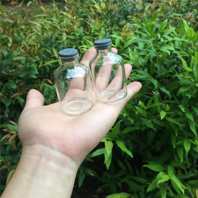 45ml Clear  Glass Bottles with Rubber Cap Leakproof Jars Vials for Liquid Containers Bottles1