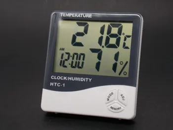

Indoor Digital C/F Thermometer Hygrometer Temperature Humidity Meter Clock HTC-1 for home weather station