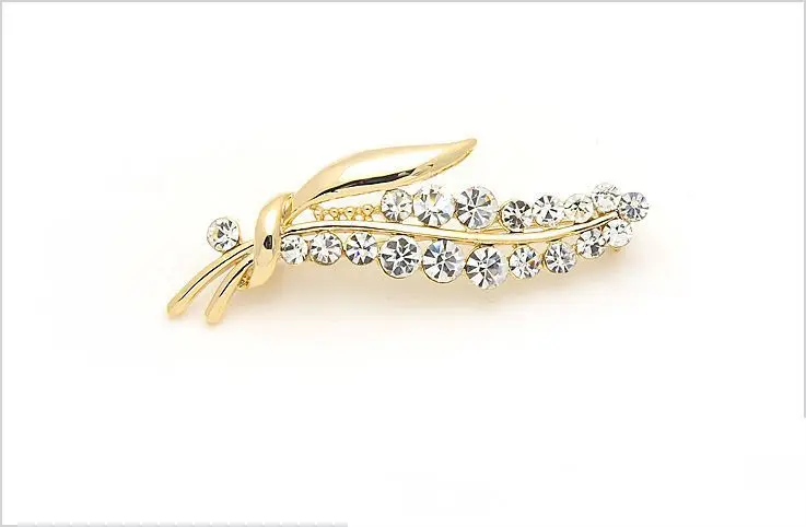 New Temperament High-end Full Rhinestone Bouquet Leaf Brooch Elegant Pin Men And Women Suit Suit Collar Brooch Pin Ornament