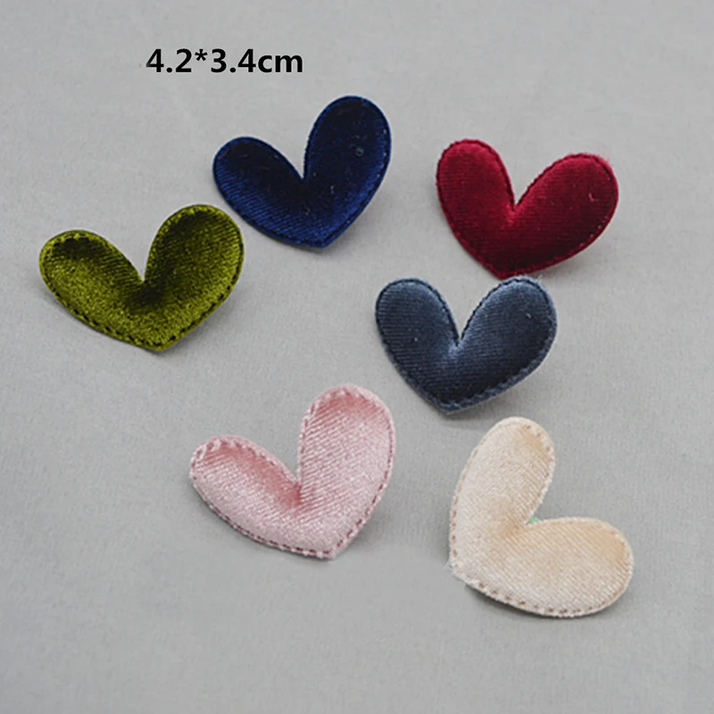 36pcs/lot 4.2*3.4cm Felt Heart Pads Patches Appliques for Craft Clothes Sewing Supplies DIY Hair Clip Accessories