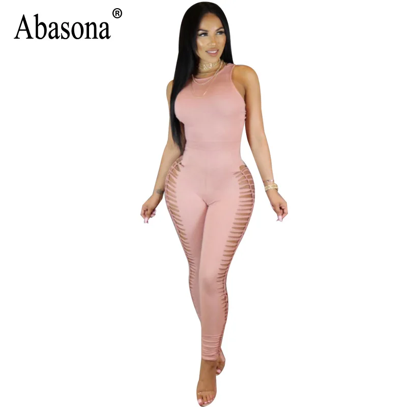Abasona женские Комбинезоны Сексуальная Ночная Клубная Женская одежда Комбинезоны открытые летние комбинезоны облегающие черные розовые комбинезоны Femme