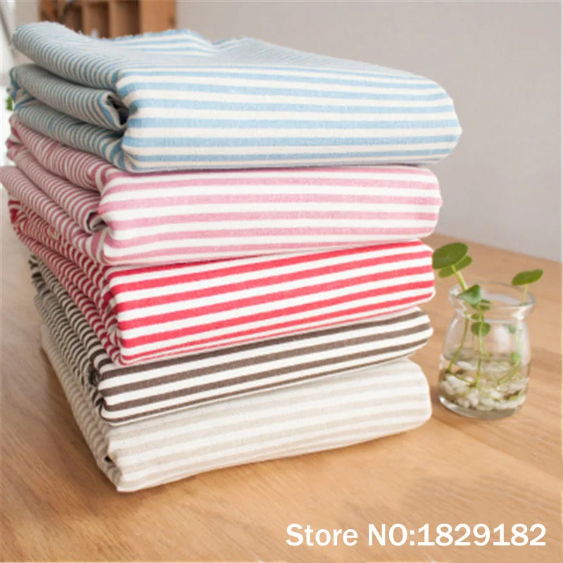

100x150cm Zakka 5 color stripes cotton linen Fabric Burlap for Sewing Textile Quilting Diy for pillow curtain Purse