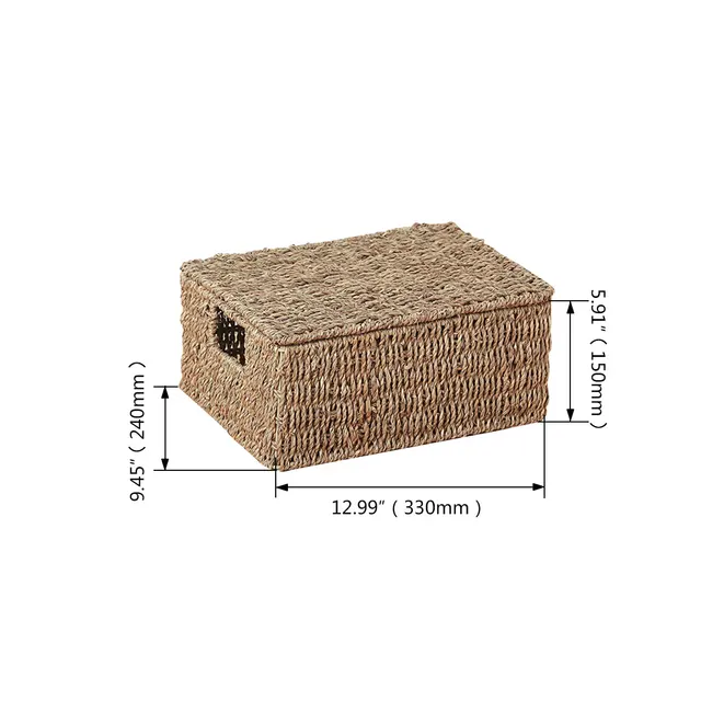 Seagrass Natural canasta de almacenamiento con tapa y caja de pañuelos