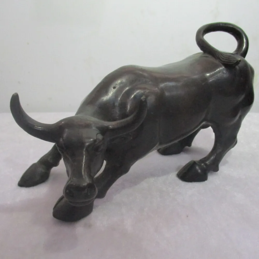 

Big Wall Street Bronze Fierce Bull OX Statue Long 8inch FREE SHIPPING