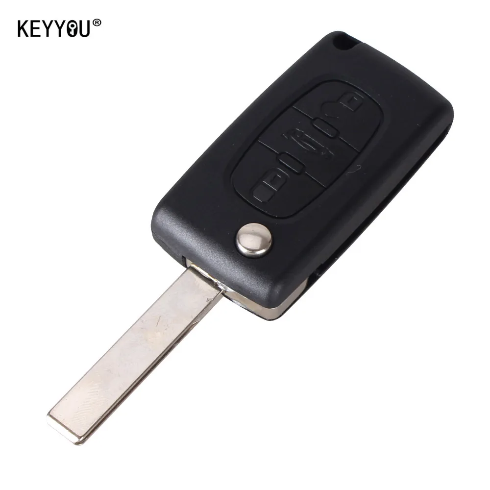 

KEYYOU Remote Key Case Shell For peugeot 407 407 307 308 607 key cover 3 buttons flip key case With car Symbol WITH LOGO