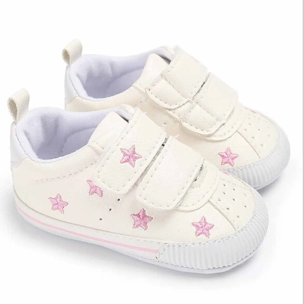 Обувь для мальчиков Девочка Спорт тапки Обувь кожаная для девочек со звездным принтом малыша ребенка повседневная обувь молния Размер 0-18 м