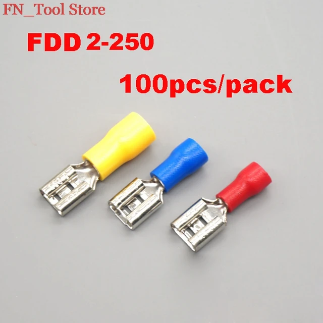New FDD2 250 100pcs/pack insulating Female Insulated Electrical Crimp