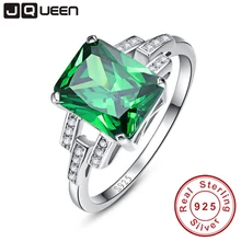 Clásico 10.75ct Nano Ruso Anillo Esmeralda Esmeralda Cut Sólido Anillo de Plata 925 Set Mejor Marca de Joyería Fina Para Las Mujeres