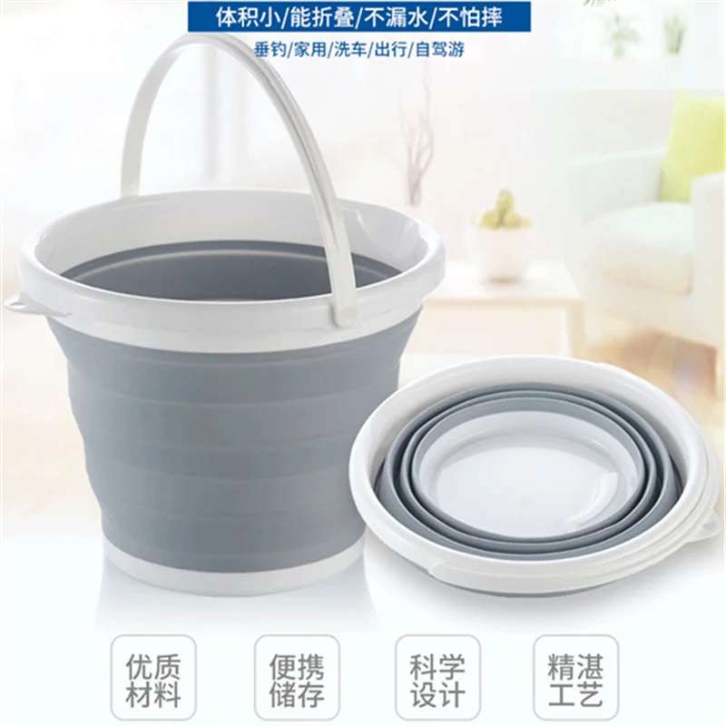 

Bucket for Fishing Promotion Folding Bucket Car Wash Outdoor Thick Silicone Collapsible Fishing Supplies Warehouse Home Storage