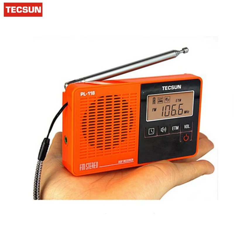 Tecsun PL-118 PL118 радио-часы ультра-легкий Портативный карманный мини цифровое радио, PLL DSP FM радио диапазона часы с ЭТМ