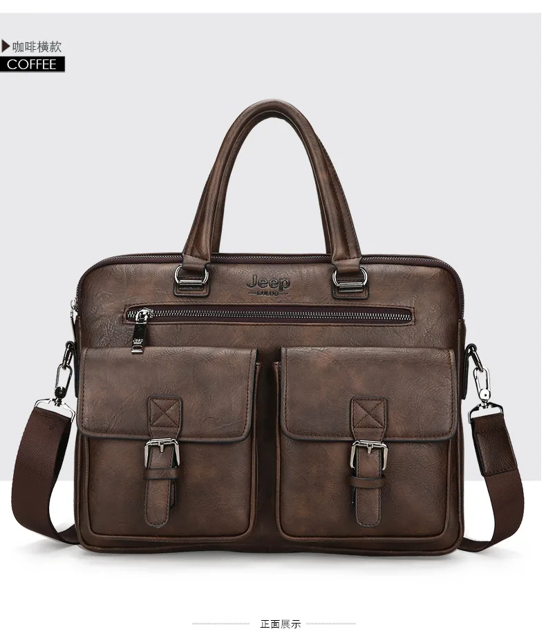 ZYJ Men Business Travel Leather Laptop Briefcase Male Bags Causal Sling Messenger Shoulder Portfolio Briefcase Bag Handbag Bolsa (35)