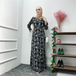 New Women's Dress Printed Chiffon Waist Long Dress Fashion Middle Eastern Muslim Dress Muslim Turkish National Robes Dress New Women's Dress Printed Chiffon Waist Long Dress Fashion Middle Eastern Muslim Dress Muslim Turkish National Robes Dress
