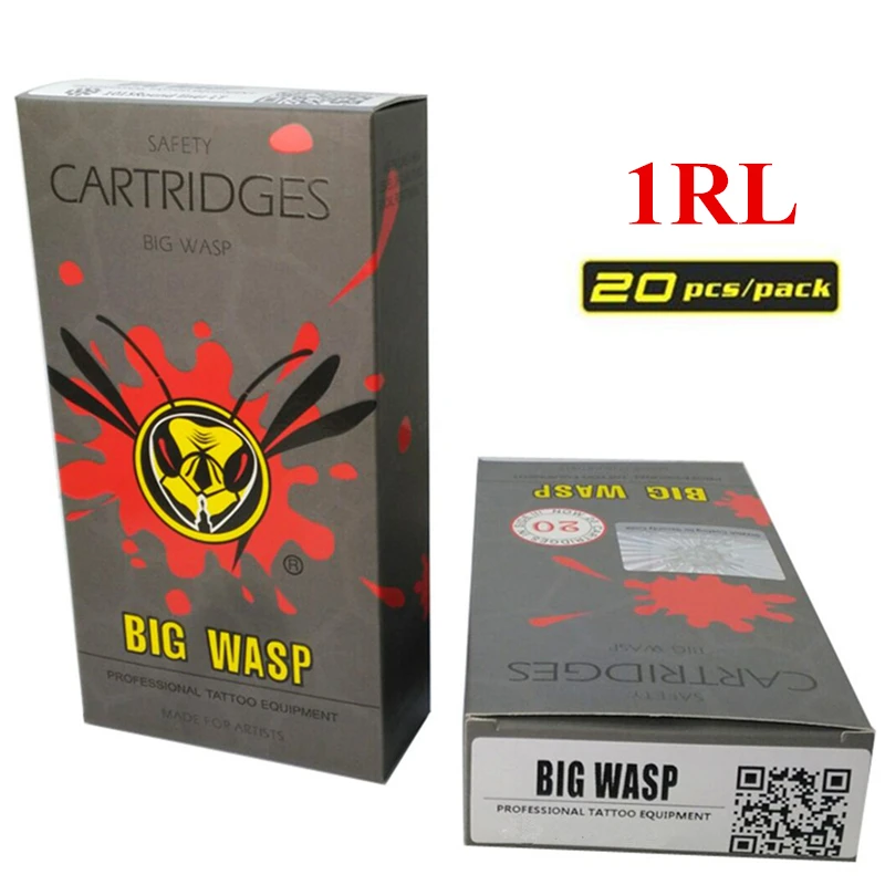 Одноразовая игла BIGWASP с серым картриджем 1 круглая для татуировки (1RL) 20 шт./корт.