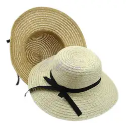 1 предмет модные летние Для женщин широкий пляжный навес шляпа от солнца Соломенная дискета элегантный богемная шляпа