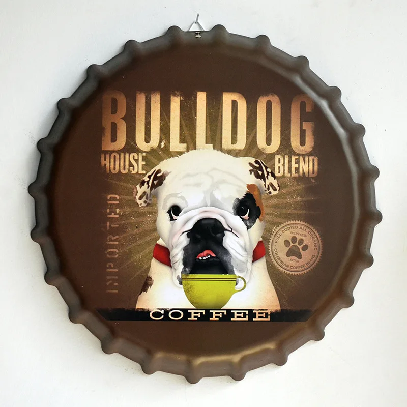 

Tin Sign "BULL DOG" Vintage Metal Painting Beer Cover Cafe Bar Hanging Ornaments Wallpaper Decor Plates Retro Mural