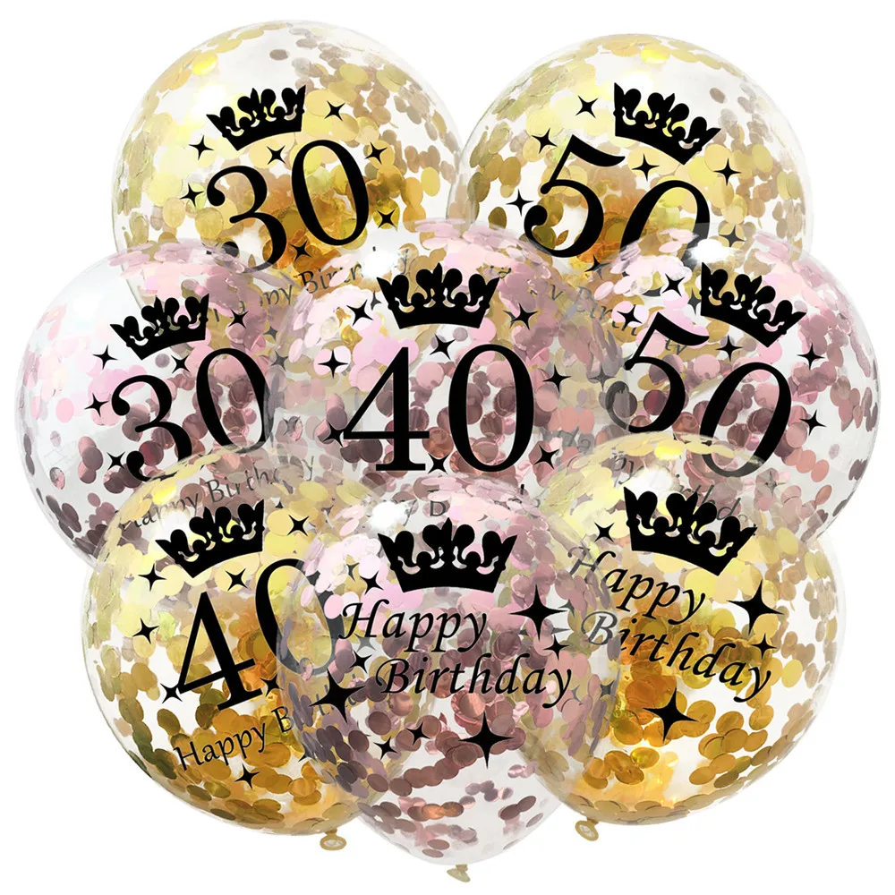 5 шт. надувные шары с конфетти 12 дюймов латексные прозрачные на день рождения воздушные шары 18 30 40 50 60 70 80 Юбилей украшения вечерние свадебные сувениры